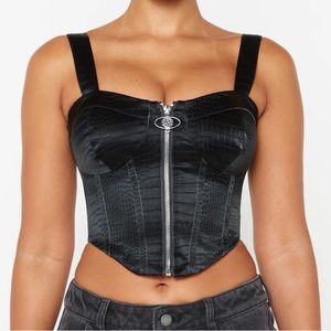 Luxe To Kill - Black Croc Corset Top
